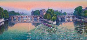 Crepuscule, Lever De Lune Sur Le Pont Neuf by Gustave Cariot