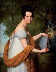 Portrait of a young woman drawing