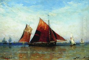 Fishermen in Treport by Alexey Bogolyubov