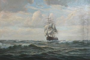 Seascape with sailship. Seascape with sailship.