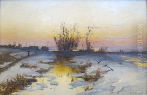 Spring evening alder blossoming by Alexei Kondratievich Savrasov