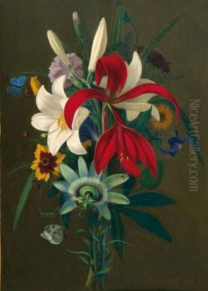 Stillleben Mit Lilien Und Passionsblume. - view 1