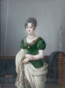 Portrait miniature of Alexandrine Celestine Zoe Emmanuelle Thimarette de Crussol, marquise de Rouge by unknown