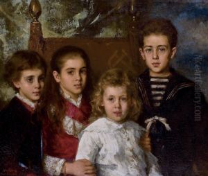 Portrait of four children from the second marriage of Paul Pavlovich Demidoff by Alexei Harlamov