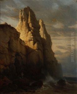 Pecheurs En Bord De Mer Par Gros Temps by Joseph Kuwasseg Carl