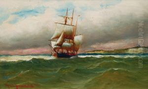 Dreimaster im englischen Kanal by Alfred Jensen
