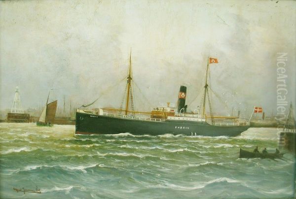 Harbour scene with the steamship Phonix. - view 1