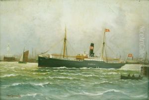 Harbour scene with the steamship Phonix.