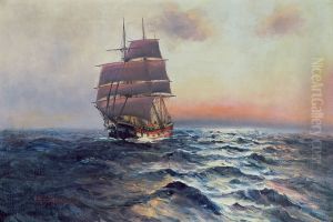 Sailing Ship at Sea by Alfred Jensen