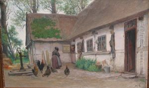 Farmyard scene. Farmyard scene.