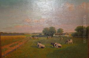 Seven cows in a field. by Alfred Larsen