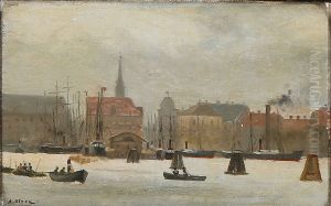 Harbour scene from Copenhagen by Alfred Olsen