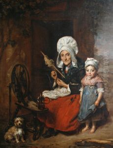 The Grandmother at her Spinning Wheel by Emma Soyer