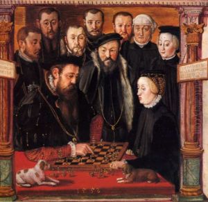 Albrecht and Anna playing chess by Hans Muelich
