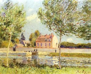 Hauser am Ufer der Loing by Alfred Sisley