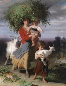 Mutter mit Kindern am Heimweg