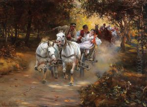 The peasant wedding by Alfred Wierusz-Kowalski