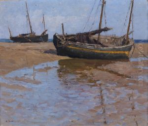 Fischerboote zur Zeit der Ebbe