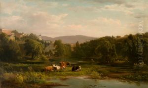 Monacacy Creek with Bethlehem in background by Dewitt Clinton Boutelle