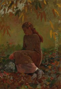 Girl Seated in a Garden by Winslow Homer