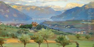 A view of Bolzano. From Castle St. Valentin in Tyrol. by Peder Severin Kroyer