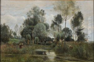 Printemps. La Saulaie by Jean-Baptiste Camille Corot