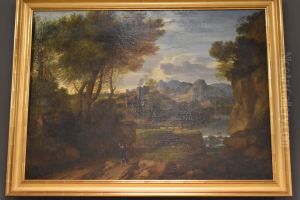 Paysage d'Italie avec un berger et diverses figures vetues a l'antique