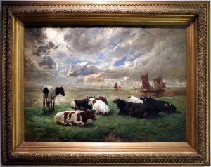 The mouth of the river Scheldt by Alfred Verwee