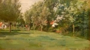 Meadow with willows (Knokke) by Alfred Verwee