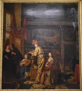 Le Concert au joueur de pochette by Ludolf de Jongh