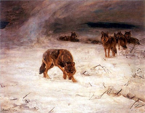 Wolves during blizzard - view 1