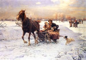 Joyful sleighing by Alfred Wierusz-Kowalski
