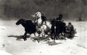 Winter - Napoleon's retreat from Moscow by Alfred Wierusz-Kowalski