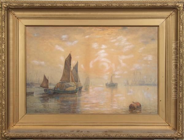 Harbor Scene At Sunset - view 1
