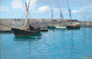 The landing pier in Krems by Alfred Zoff