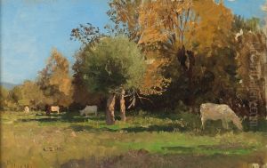 Grazing Cows near Langenpreising by Alfred Zoff