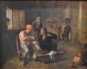 Paysans ecoutant un violoniste by Adriaen Brouwer