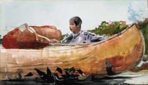 Indian Boy with Canoe by Winslow Homer