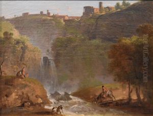 Les Cascatelles de Tivoli avec figures esquissees by Jean Antoine Constantin