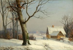 A winter landscape. A winter landscape.