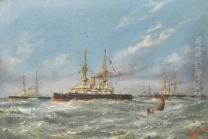 HMS Majestic and other vessels in convoy