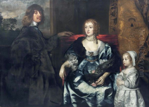 Algernon Percy, 10th Earl of Northumberland (1602-1668), his First Wife Lady Anne Cecil (d.1637), and their Daughter, Lady Catherine Percy (1630-1638) - view 1