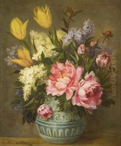 Bouquet of peonies, lilacs and tulips by Alice Agathe Poinot de Villiers