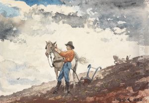 Boy and horse plowing by Winslow Homer