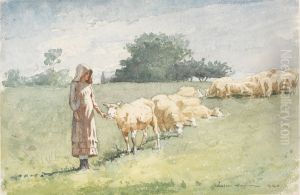 Girl and Sheep by Winslow Homer