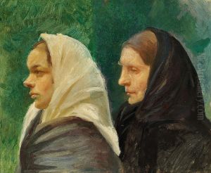 Two women in profile. Study forA field sermon.