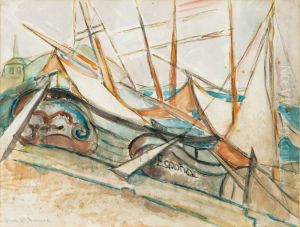 Boats in the harbor by Alma del Banco