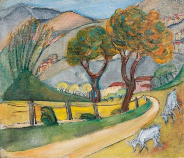 Mountainous Landscape with Goats - view 1