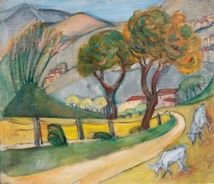 Mountainous Landscape with Goats by Alma del Banco