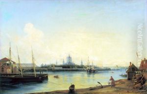 View of the Smolny monastery from Bol'shaya Ohta by Alexey Bogolyubov